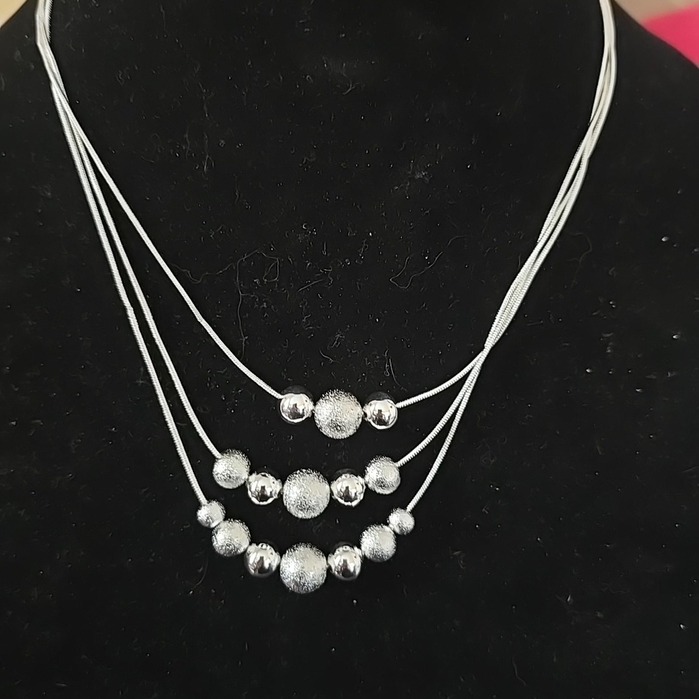 Elegant Silver Multi-Strand Necklace